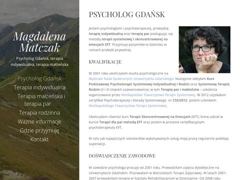 Psycholog, terapia indywidualna i par, Gdańsk, Gdynia - Magdalena Matczak